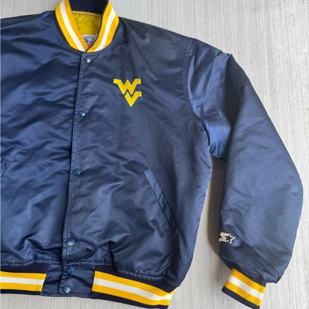 Vintage Starter West Virginia Jacket College Navy Mens‎ XL 80s Nylon SEE PICTURE - Picture 5 of 16